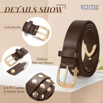Stylish Adjustable WERFORU Women Leather Belt - Vintage Design