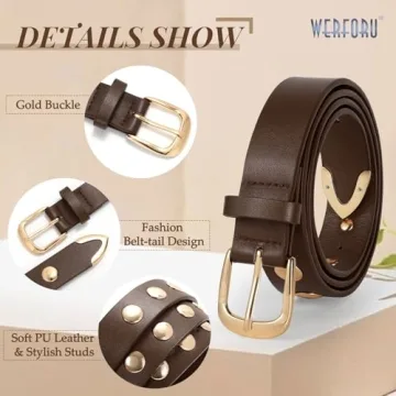Stylish Adjustable WERFORU Women Leather Belt - Vintage Design