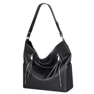 Over Earth Genuine Leather Hobo Bags for Women Soft Purses and Handbag Ladies Casual Shoulder Bag(O2...