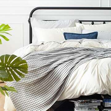 Bedsure Cooling Cotton Waffle King Size Blanket - Lightweight Breathable Blanket of Rayon Derived fr...