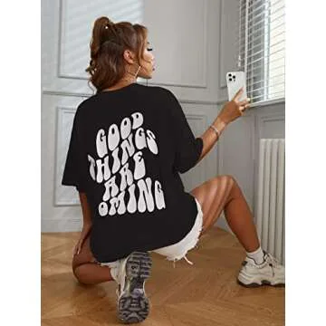 SweatyRocks Women's Oversized, 2 Black White, Large