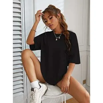 SweatyRocks Women's Oversized, 2 Black White, Large