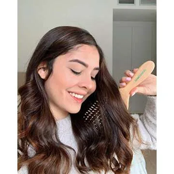 Wooden Bristle Paddle Hair Brush | Length 10.25" Width 3.5"| Large Flat Natural Eco Friendly Wood Handle Hairbrush for Men & Women with Thick, Curly, Wavy Long Hair