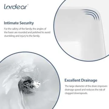 Lordear Vessel Sink Rectangular 16"x12" Rectangle Bathroom Sink Pure White Porcelain Ceramic Vessel Sink, Rectangular Above Counter Sink Art Basin