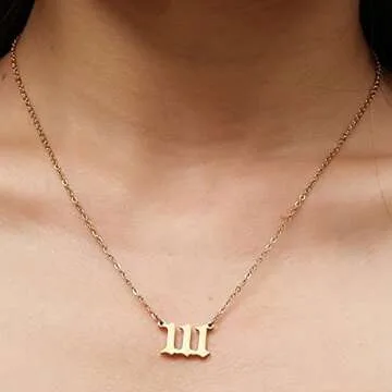 RWQIAN Angel Number Gold 111 Necklace For Women,Dainty Gold Plated Number 111 Pendant Choker Chain Numerology Jewelry Necklace Gifts for Women Girls