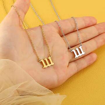 RWQIAN Angel Number Gold 111 Necklace For Women,Dainty Gold Plated Number 111 Pendant Choker Chain Numerology Jewelry Necklace Gifts for Women Girls