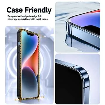 MAGIC JOHN 2 Pack for iPhone 13/14& iPhone 13 Pro 6.1 inch Tempered Glass Screen Protector, Auto Dust-Elimination, Bubble Free, HD Clear, Easy Installation