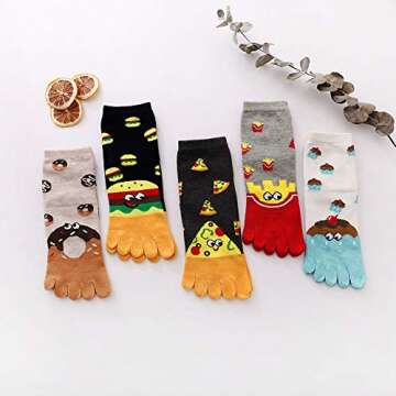 ZAKASA Women's Fun Animal Print Toe Socks - Five Finger Cotton Socks for Sizes 6-9