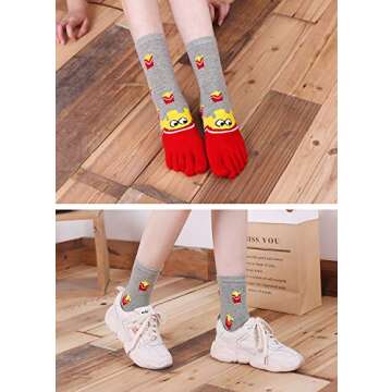 ZAKASA Women’s Novelty Five Finger Toe Socks with Animal Prints