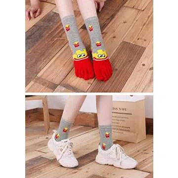 ZAKASA Women’s Novelty Five Finger Toe Socks with Animal Prints