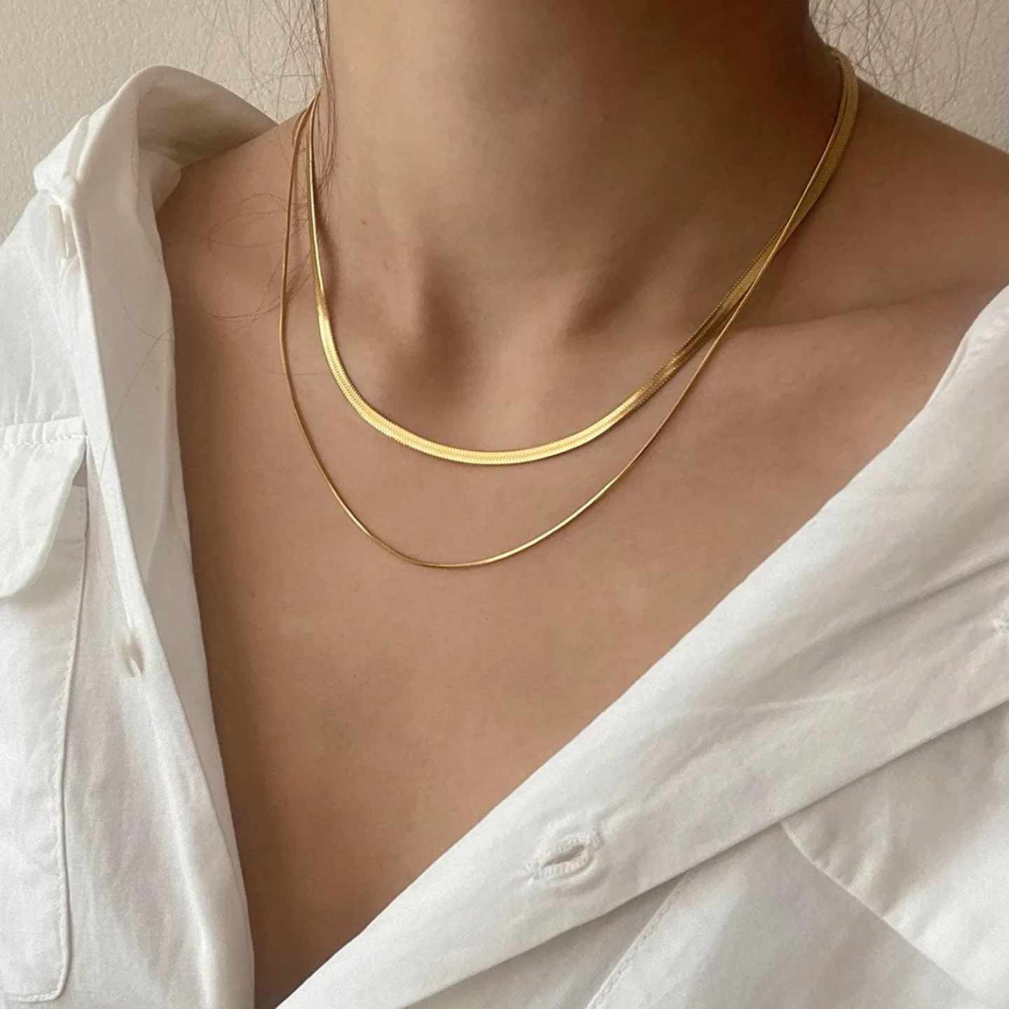 Elegant Herringbone Snake Chain Necklace for Women