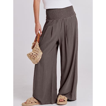 ANRABESS Women Linen Palazzo Pants - Stylish Summer Comfort