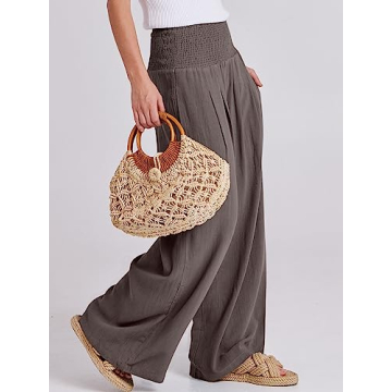 ANRABESS Women Linen Palazzo Pants - Stylish Summer Comfort