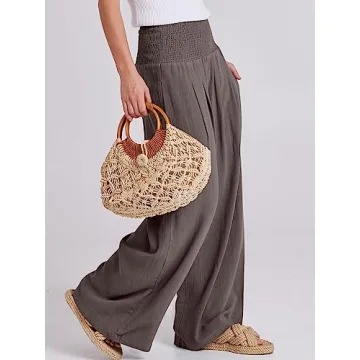 ANRABESS Women Linen Palazzo Pants - Stylish Summer Comfort
