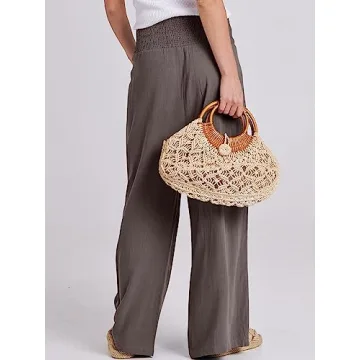 ANRABESS Women Linen Palazzo Pants - Stylish Summer Comfort