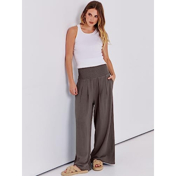 ANRABESS Women Linen Palazzo Pants - Stylish Summer Comfort