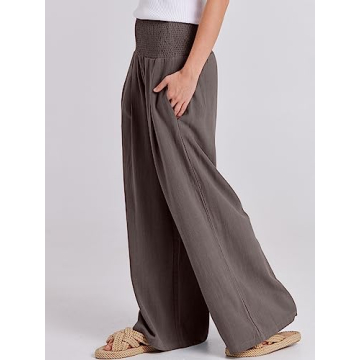 ANRABESS Women Linen Palazzo Pants - Stylish Summer Comfort