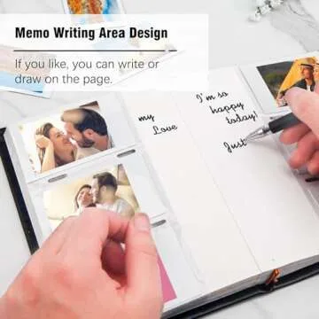 Photo Album for Fujifilm Instax Mini Camera, Photo Album for Polaroid, Leather Cover, 180 Pockets 2x3 Photo Album with Writing Space for Instax Mini 12 11 9 40 8 7 Evo LiPlay Instant Camera (Black)