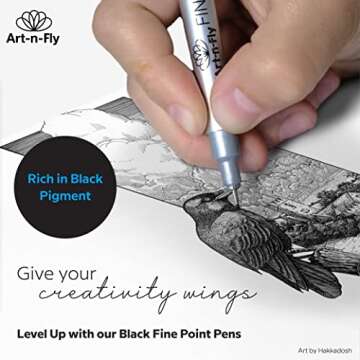 Art-n-Fly Micro Pen Set - Premium Black Fine Point Pens