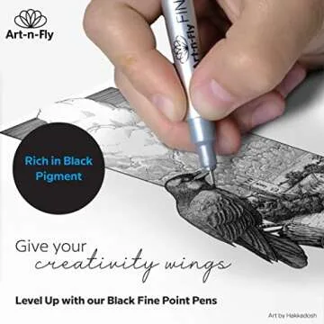 Art-n-Fly Micro Pen Set - Premium Black Fine Point Pens