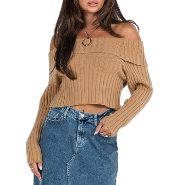 Chic Off The Shoulder Sweater for Women - Stylish Crop Top