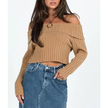 Chic Off The Shoulder Sweater for Women - Stylish Crop Top