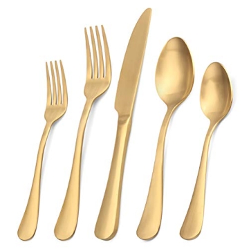 Matte Gold Silverware Set 20-Piece Stainless Steel Flatware