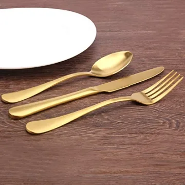 Matte Gold Silverware Set 20-Piece Stainless Steel Flatware