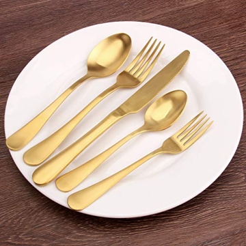 Matte Gold Silverware Set 20-Piece Stainless Steel Flatware