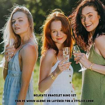 MPRAINBOW Gold Rings Bracelets for Women, 18K Gold Plated Love Friendship Bracelet Cubic Zirconia Ba...