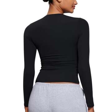 CRZ YOGA Long Sleeve Shirts for Women Soft Crew Neck Fall Basic Tight Tops Fitted Casual Going Out T...
