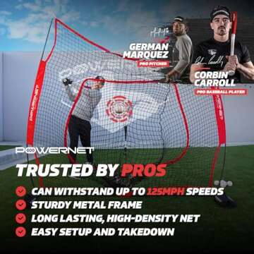 PowerNet Baseball & Softball Practice Net 7x7 FT, Outdoor Baseball Training Equipment for Pitching &...