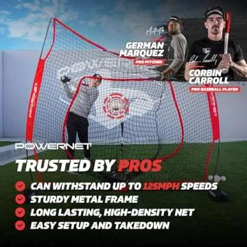 PowerNet Baseball & Softball Practice Net 7x7 FT, Outdoor Baseball Training Equipment for Pitching &...