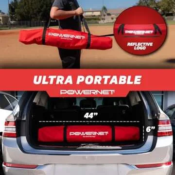 PowerNet Baseball & Softball Practice Net 7x7 FT, Outdoor Baseball Training Equipment for Pitching & Batting Practice (Red Net)