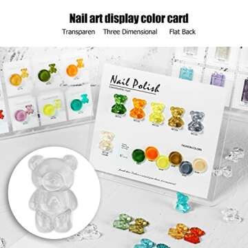 50pcs Nail Polish Color Card Transparent Acrylic Cute Cartoon Bear Shaped Nail Art Color Display Car...