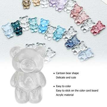 50pcs Nail Polish Color Card Transparent Acrylic Cute Cartoon Bear Shaped Nail Art Color Display Card Nail Polish Nail Art DIY Manicure Tool Accessories