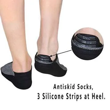 Faustine No Show Socks Ankle Low Cut Socks for Mens or Womens, Non Slip, 8 Pairs (8 Pairs (Black), S/M(US Men shoes size 6-10/Women size 8-12))