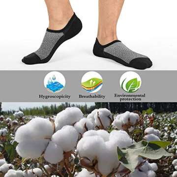 Faustine No Show Socks Ankle Low Cut Socks for Mens or Womens, Non Slip, 8 Pairs (8 Pairs (Black), S/M(US Men shoes size 6-10/Women size 8-12))