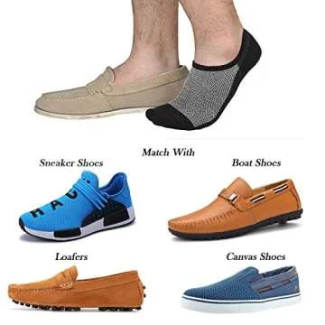 Faustine No Show Socks Ankle Low Cut Socks for Mens or Womens, Non Slip, 8 Pairs (8 Pairs (Black), S/M(US Men shoes size 6-10/Women size 8-12))
