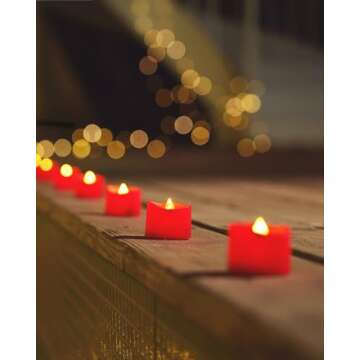 Homemory Red Tea Lights Candles Battery Operated, 200+Hour Flameless Flickering Fake Electric LED Colored Tealights Candles for Party, Wedding, Anniversary, Halloween, Christmas, 24-Pack