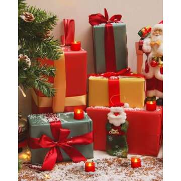 Homemory Red Tea Lights Candles Battery Operated, 200+Hour Flameless Flickering Fake Electric LED Colored Tealights Candles for Party, Wedding, Anniversary, Halloween, Christmas, 24-Pack