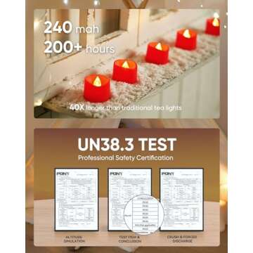 Homemory Red Tea Lights Candles Battery Operated, 200+Hour Flameless Flickering Fake Electric LED Colored Tealights Candles for Party, Wedding, Anniversary, Halloween, Christmas, 24-Pack