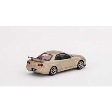 True Scale Miniatures Model Car Compatible with Nissan Skyline GT-R R34 M Spec Silica Breath Bronze Limited Edition 1/64 Diecast Model Car MGT00348