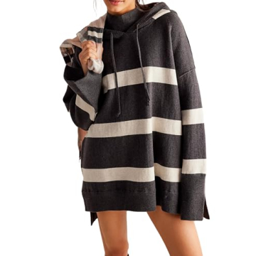 Stripe Hooded Sweater Dress Oversized for Women in Fall