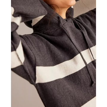 Trendy Striped Hooded Sweater Dress for Women Oversized