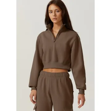 Cozy Mock Neck Cropped Sweatshirt for Women