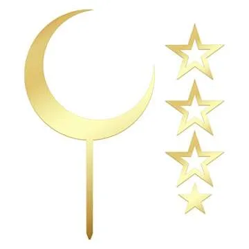 Gyufise 7Pcs Acrylic Moon Star Cupcake Toppers for Parties