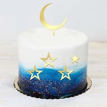Gyufise 7Pcs Acrylic Moon Star Cupcake Toppers for Parties
