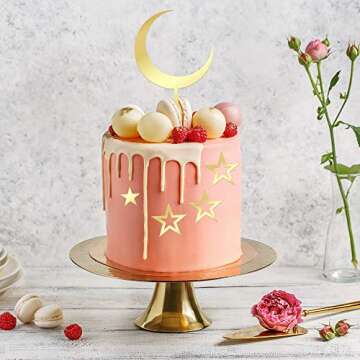 Gyufise 7Pcs Acrylic Moon Star Cupcake Toppers for Parties