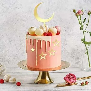 Gyufise 7Pcs Acrylic Moon Star Cupcake Toppers for Parties